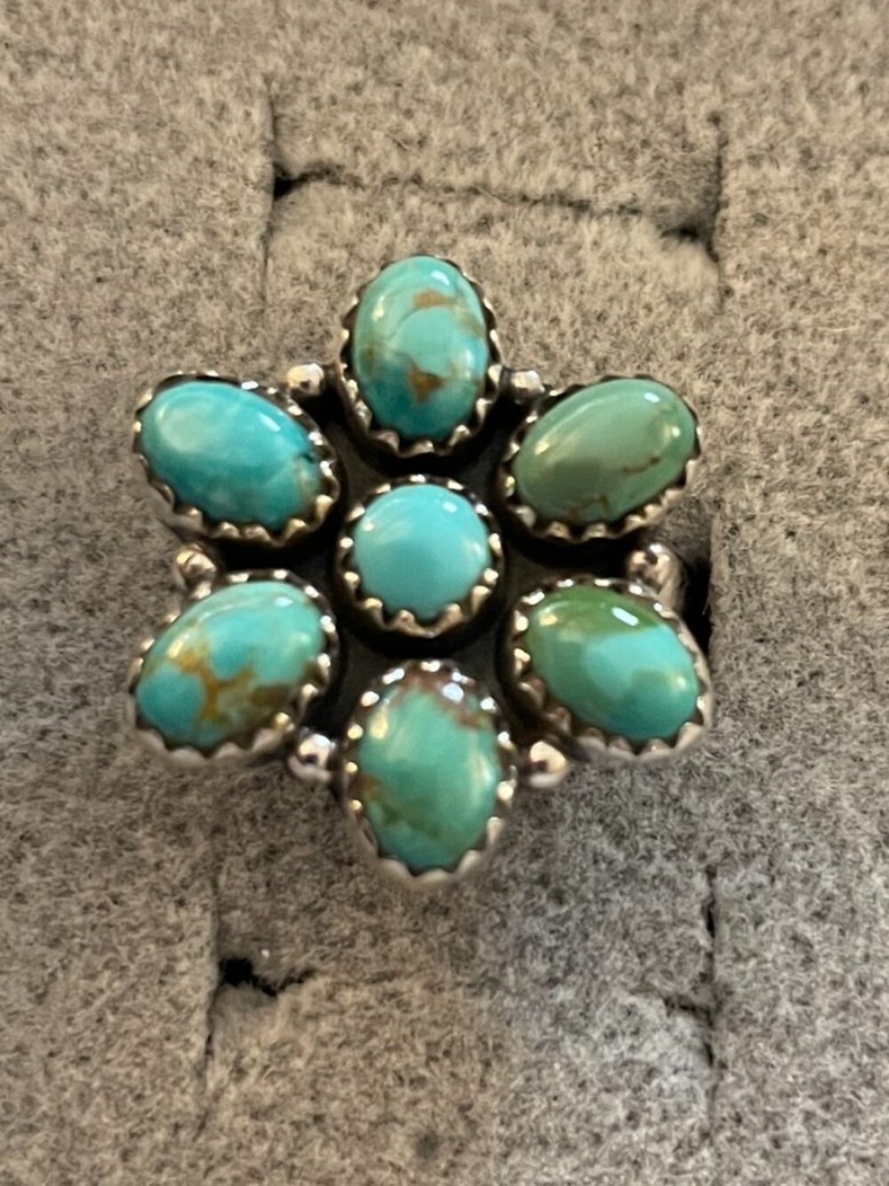 NEW Sterling Silver Turquoise Ring Size 7 Native Inspired Flower NWOT $185